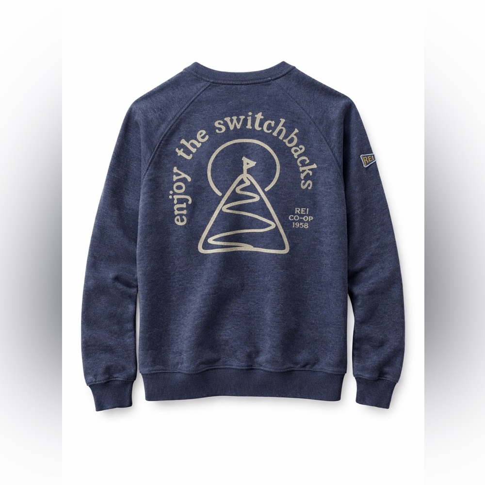 REI Co-op Enjoy the Switchbacks Graphic Crewneck Sweatshirt Navy Size M